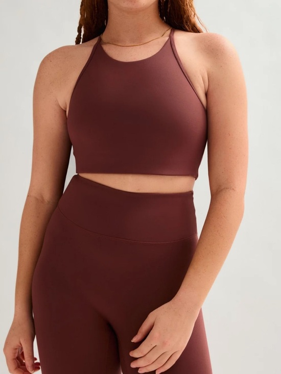 girlfriend collective Tops - girlfriend collective Burgundy High-Neck Strappy Crop Top